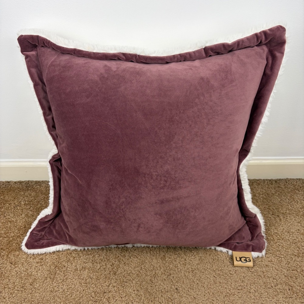 UGG Bliss Sherpa Pillow Dusty Rose Square Throw Pillow Feather Down 20in